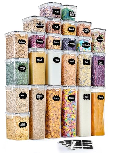 GoMaihe Vorratsdosen 25 Set Aufbewahrungsbox Küche Organizer, Luftdicht Vorratsbehälter Plastik mit Deckel, Vorratsdose für Müsli Mehl Kaffeebohnen Cornflakes Spaghetti Aufbewahrung von GoMaihe