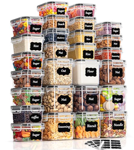 GoMaihe Vorratsdosen mit Deckel Luftdicht Aufbewahrungsbox: 27er Aufbewahrungsbox Küche Set für Mehl Müsli zucker von GoMaihe