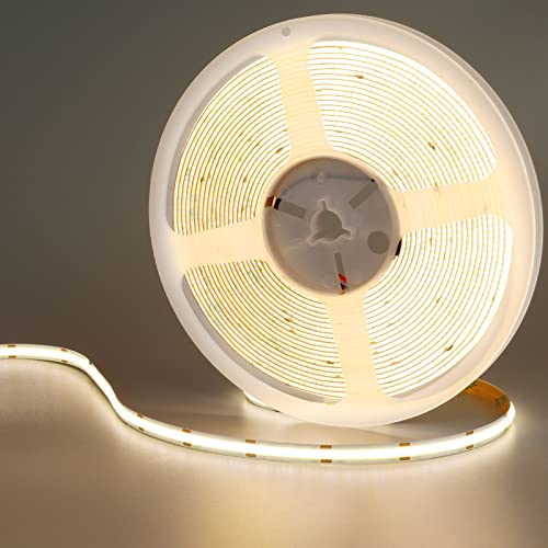 GOMING 24V 10M COB LED Strip Natürliches Weiß 4000K LED Streifen 384LED/M LED Band Selbstklebend CRI 93+ Hohe Helligkeit 6800lm Nicht Wasserdicht IP20 Lichtband für Innen Heim Küche Deko(Nur Strip) von GOMING