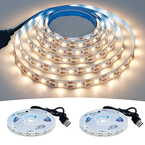 GOMING 5V USB LED Strip Natürliches Weiß 4000K LED Streifen 240LED 4M(2 Stück x 2M) SMD2835 LED Band Selbstklebend Nicht Wasserdicht IP20 Lichtband für Innen Heim Küche Deko von GOMING