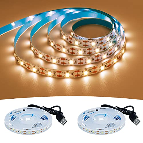 GOMING 5V USB LED Strip Warmweiß 3000K LED Streifen Warmweiss 240LED 4M(2 Stück x 2M) SMD2835 LED Band Selbstklebend Nicht Wasserdicht IP20 Lichtband für Innen Heim Küche Deko von GOMING