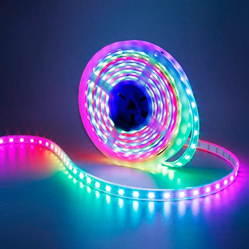 GOMING DC 5V WS2812B Individuell Adressierbar LED Streifen Licht 5M 300LED IP67 Gehäuse Wasserdicht 5050SMD Flexible Weiß PCB RGB LED Strip Vollfarbiger Traumfarbe LED Band für Zuhause Party von GOMING