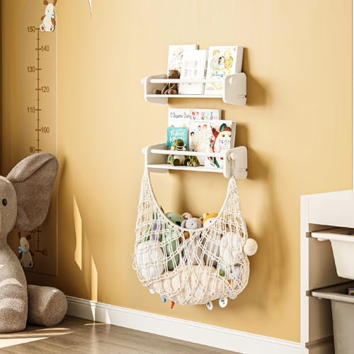 GoTiling 3er-Set Wand Bücherregal Kinderzimmer: 40cm Schwebende Wandregal Kinderregal mit 1er Aufbewahrung Netz - Montessori Kinder Regale für Bücher, Spielzeug und Dekoration(Holz, Weiß, Wandmontage) GoTiling 3er-Set Wand Bücherregal Kinderzimmer: 40cm Schwebende Wandregal Kinderregal mit 1er Aufbewahrung Netz - Montessori Kinder Regale für Bücher, Spielzeug und Dekoration(Holz, Weiß, Wandmontage) von GoTiling