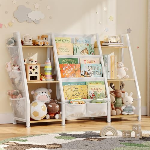 Kinder-Bücherregal und Spielzeug-Organizer: 3-stöckiges Bücherregal für Kinderzimmer, Schlingen-Bücherregal für Kleinkinder, Montessori-Bücherregal mit Spielzeugaufbewahrung für Kinderzimmer, Kinder-Bücherregal und Spielzeug-Organizer: 3-stöckiges Bücherregal für Kinderzimmer, Schlingen-Bücherregal für Kleinkinder, Montessori-Bücherregal mit Spielzeugaufbewahrung für Kinderzimmer, von GoTiling