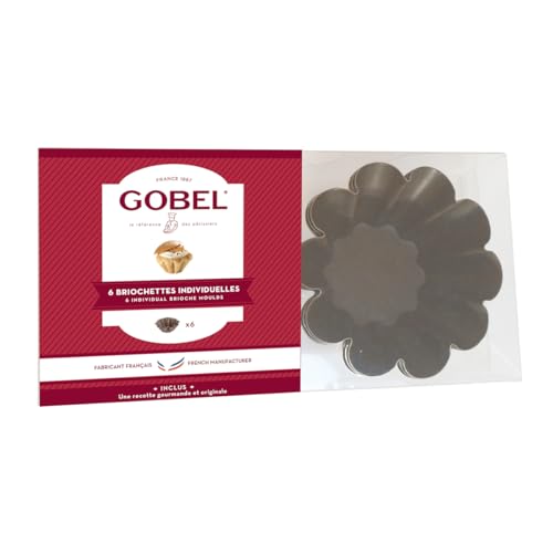 Gobel - Packung mit 6 Briocheformen - Flacher Boden - Zweischichtige Antihaftbeschichtung - Keramikverstärkung - Ø 8 cm - Schnelles und perfektes Entformen - Ausgezeichnete Wärmeleitfähigkeit von Gobel