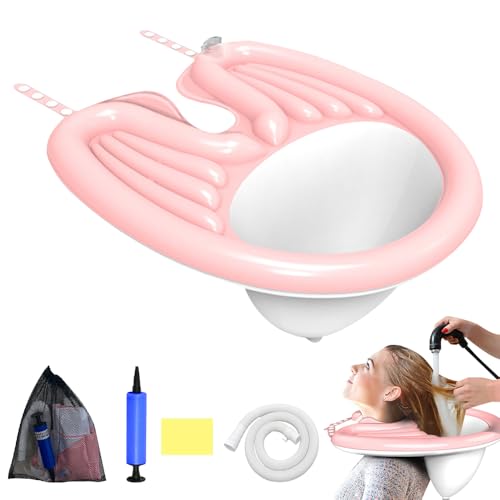 Gobesty Aufblasbares Haarwaschbecken, Mobiles Shampoo Waschbecken, Faltbares Haarwaschbecken, Tragbares Haarwaschwanne Waschbecken mit Luftpumpe und Drainage für Behinderte, ältere, Schwangere von Gobesty