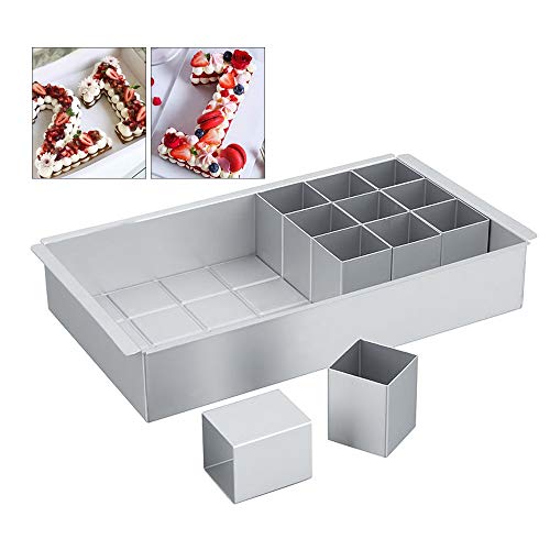 Gobesty Backform Zahlen Groß, Zahlenform zum Backen Groß, Aluminium Backformen Zahlen, Rechteckig Verstellbar Antihaft Backformen Set für DIY Backen Formen Set, Hochzeit, Geburtstag von Gobesty