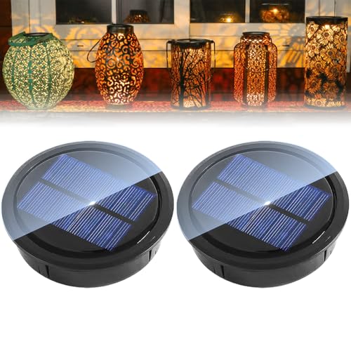 Gobesty Solarleuchten Ersatzteile, 2Stück Solarleuchten Ersatz Top mit LED, 10.5CM Wasserdicht Solar Ersatzdeckel, Solarleuchten Solarpanel Ersatzteil, Solarleuchte Ersatz für Solar Garten Laterne DIY von Gobesty