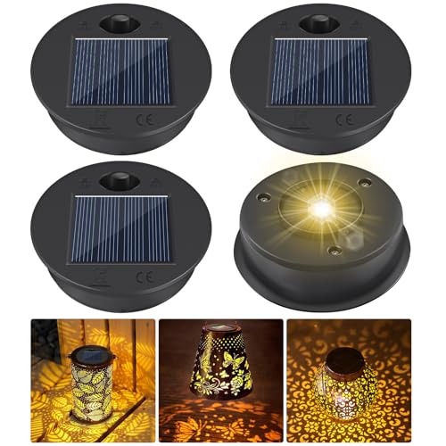 Gobesty Solarleuchten Ersatzteile, 4 Stück Solarleuchten Ersatz Top mit LED, Wasserdicht Solar Ersatzdeckel 7CM, Solarleuchten Solarpanel Ersatzteil, Solarleuchte Ersatz für Solar Garten Laterne DIY von Gobesty
