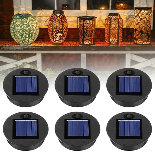 Gobesty Solarleuchten Ersatzteile, 6 Stück Solarleuchten Ersatz Top mit LED, Wasserdicht Solar Ersatzdeckel 7CM, Solarleuchten Solarpanel Ersatzteil, Solarleuchte Ersatz für Solar Garten Laterne DIY von Gobesty