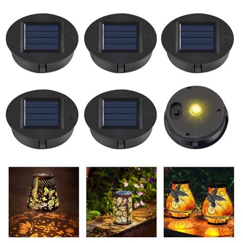 Gobesty Solarleuchten Ersatzteile, 6 Stück Solarleuchten Ersatz Top mit LED, Wasserdicht Solar Ersatzdeckel 8CM, Solarleuchten Solarpanel Ersatzteil, Solarleuchte Ersatz für Solar Garten Laterne DIY von Gobesty