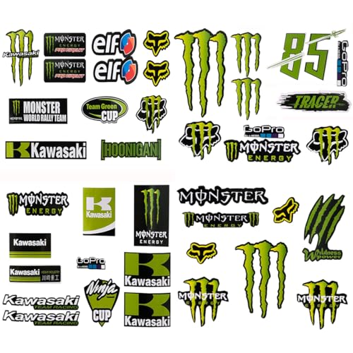 Motorrad Aufkleber, Monster Energy Sponsoren Aufkleber, Moto Motocross Stickers Kit, Racing Aufkleber, Dino Pfote Aufkleber, Dinosaurier Pfote Sticker für Helme, Skateboards, Dirtbikes, Motorräder von Gobfar