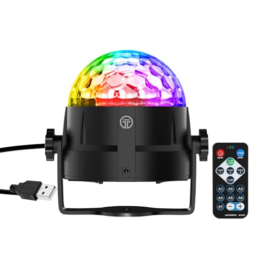 Gobikey Discokugel,360° Swiveling Music Activated Disco Light LED Party Lamp featuring Remote,3W RGB Dynamic Effects,4M/13ft USB,Suitable for Party,Halloween,Kids' Gatherings & Weddings von Gobikey