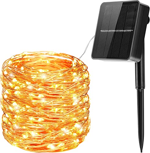 Solar Lichterkette Aussen, 24M 240 LED Lichterkette Außen IP65 Wasserdicht 8 Modi Kupferdraht Solarlichterkette für Garten, Bäume, Schlafzimmer, Kinderzimmer, Hochzeiten, Partys, Hof, Tor - Warmweiß von Gobikey