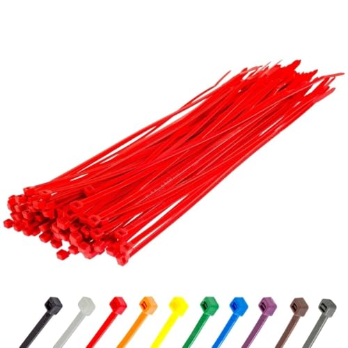 Gocableties Kabelbinder 100 Stück Rot, 200 mm x 4,8 mm mit 22,2 kg Zugfestigkeit, UV Beständig Set von GOCABLETIES