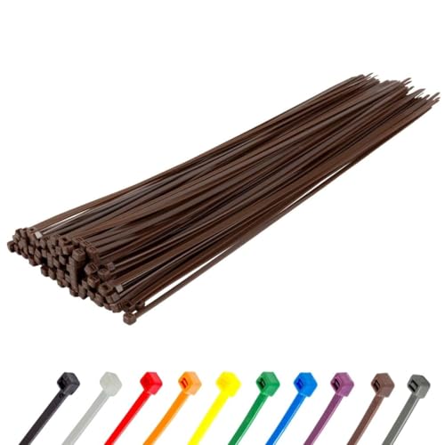 Gocableties Kabelbinder 100 Stück Braun, 450 mm x 9,0 mm mit 79,4 kg Zugfestigkeit, extra starkes, UV Beständig Set von GOCABLETIES