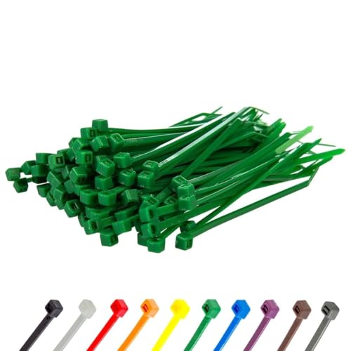 Gocableties Kabelbinder 100 Stück Grün, 100 mm x 2,5mm mit 8,1 kg Zugfestigkeit, kleine Größe, dünn, UV Beständig Set von GOCABLETIES