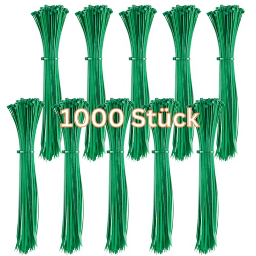 Gocableties Kabelbinder 1000 Stück Grün, 300 mm x 4,8 mm mit 22,2 kg Zugfestigkeit, UV Beständig Set von GOCABLETIES