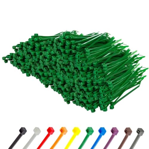 Gocableties Kabelbinder 1000 Stück Grün, 100 mm x 2,5 mm mit 8,1 kg Zugfestigkeit, kleine Größe, dünn, UV Beständig Set von GOCABLETIES