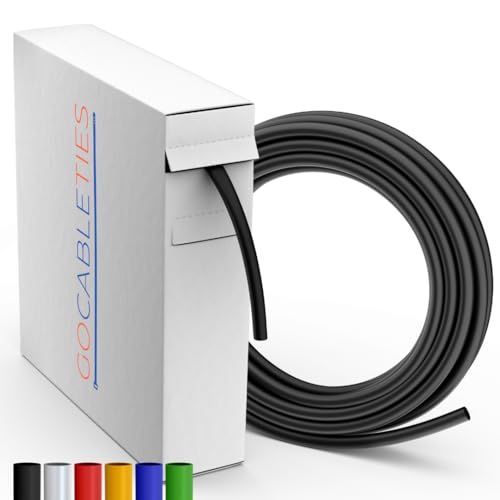 Gocableties - Hochwertige Schrumpfschlauch Schwarz - 4,8 mm x 10 m - Schrumpfverhältnis 2:1 - wasserdichter schrumpfschläuche zur Kabelisolierung, Markierung, Kabelbündelung und für Reparaturen von GOCABLETIES