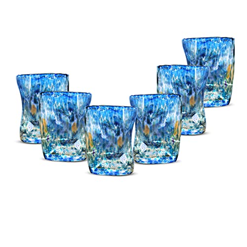 Gocce di Murano 6er Set Goto Gläser aus mundgeblasenem Muranoglas 300ml Handarbeit bunt 6er Pack edle und kostbare Wassergläser (Wasser, 6) von Gocce di Murano