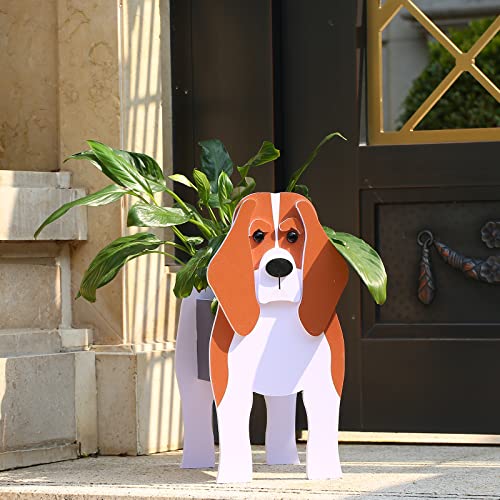 Gochoi Kleiner Beagle Hund Blumentopf Geschenke Pflanzkübel PVC Rechteckig Blumentöpfe Tier für Den Planzenkübel,Innengarten Sukkulenten Pflanzgefäße S Beagle von Gochoi