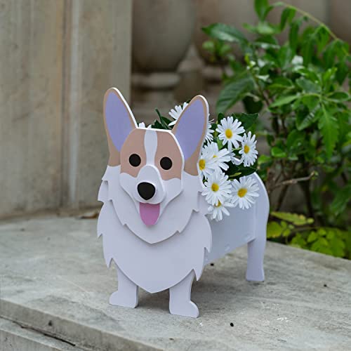 Gochoi Kleiner Corgi Gifts Hunde-Übertopf, PVC-Tier-Blumentöpfe, für den Innen- und Außenbereich, Garten, Pflanzgefäße für Sukkulenten, niedlich, rechteckig, Blumentöpfe, Heimdekoration, S Corgi von Gochoi