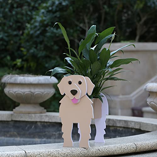 Gochoi Kleiner Golden Retriever Geschenke Hunde-Pflanzgefäß, PVC-Tier-Blumentöpfe, für den Innen- und Außenbereich, Garten, Pflanzgefäße für Sukkulenten, Blumentöpfe, Dekoration S Golden Retriever von Gochoi