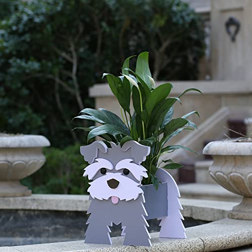 Gochoi Kleiner Schnauzer Geschenke für Frauen Pflanzkübel Topf Dekor Zwergschnauzer Niedlicher Blumentöpfe für Outdoor Garten Dekoration Weihnachten oder Geburtstagsgeschenke,S Schnauzer Grey von Gochoi