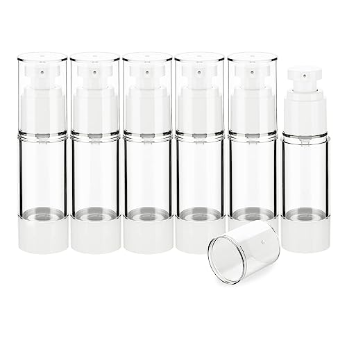 GodbTG Airless Pump Bottles, Clear Airless Cosmetic Cream Pump Bottle Travel Size Dispenser Refillable Containers, Airless Cosmetic Cream Pump Bottle (15ML,6 pcs) von GodbTG