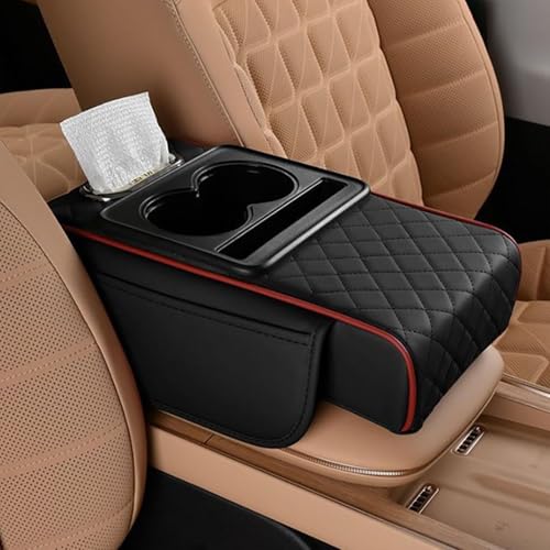 GodbTG Car Armrest Box Storage Bag, Integrated Pressurized Multifunctional Car Armrest Heightening Pad, Auto Armrest Cushion Pads with Cup Holder (#3) von GodbTG