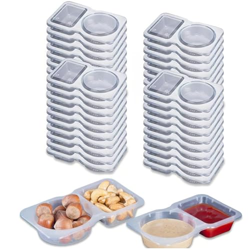 Reusable Snack Containers with Lids, Double Compartment Condiment Container, Double Condiment Containers with Lids, Double Compartment Snack Containers (50 Pieces) von GodbTG