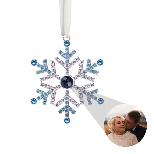 Benutzerdefinierter Fotoschmuck für den Weihnachtsbaum, Personalisierter Schneeflocken-Weihnachtsschmuck, Hängende Schneeflocken-Projektionsanhänger-Ornamente mit Bildern im Inneren von Godchoices