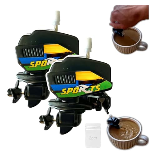 Bootsmotor-Kaffee-Rührer, Bootsmotor-Kaffee-Rührer, Bootspropeller-Kaffee-Rührer, Aufziehbootmotor-Kaffee-Rührer, Mini-Boot-Motor-Kaffee-Rührer, Bootsmotor-Kaffee-Rührer für Tasse (2 Stück) von Godemmio