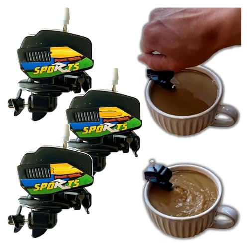 Bootsmotor-Kaffee-Rührer, Bootsmotor-Kaffee-Rührer, Bootspropeller-Kaffee-Rührer, Aufziehbootmotor-Kaffee-Rührer, Mini-Boot-Motor-Kaffee-Rührer, Bootsmotor-Kaffee-Rührer für Tasse (3 Stück) von Godemmio