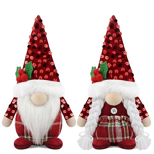 Godeufe 2er Set Wichtel Weihnachten Weihnachtsdeko Weihnachtswichtel Deko Wichtel Figuren Zubehör Dekoration Christmas Decorations - Rot von Godeufe