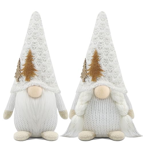 Godeufe 2er Set Wichtel Weihnachten Weihnachtsdeko Weihnachtswichtel Deko Wichtel Figuren Zubehör Dekoration Christmas Decorations - Weiß von Godeufe