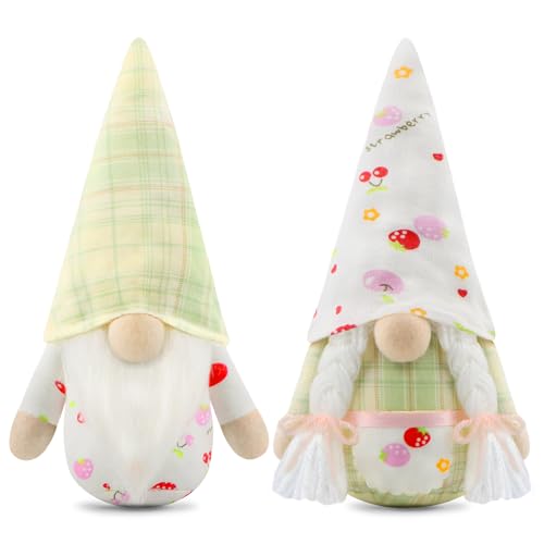 Godeufe Wichtel Kirsche 2er Set Handgemachte Frühling Sommer Zwerg GNOME Plüsch Deko Haus Ornamente Geschenk Urlaub Figuren Puppe Dekorationen Godeufe Wichtel Kirsche 2er Set Handgemachte Frühling Sommer Zwerg GNOME Plüsch Deko Haus Ornamente Geschenk Urlaub Figuren Puppe Dekorationen von Godeufe