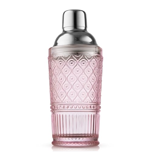 Godinger Cocktail-Shaker, Martini-Shaker, Glas-Cocktail-Shaker – 482 ml, Claro-Kollektion, Rosa von Godinger