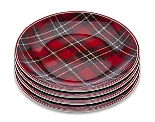 Godinger Holiday Plate Vintage Plaid Print - Set of Four - 6 inches von Godinger