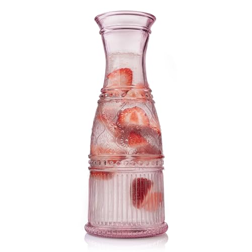 Godinger Karaffe Krug, Wasserkrug, Weinkaraffe, Glas-Wasserkrug, Vintage-Dekor – Rosa, Claro Collection Godinger Karaffe Krug, Wasserkrug, Weinkaraffe, Glas-Wasserkrug, Vintage-Dekor – Rosa, Claro Collection von Godinger