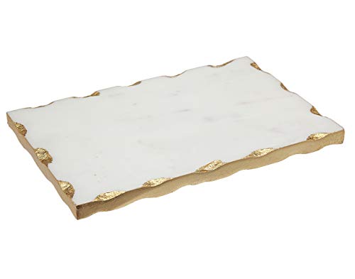 Godinger White Marble Serving Tray, Charcuterie Platter Cheese Board with Gold Trim von Godinger
