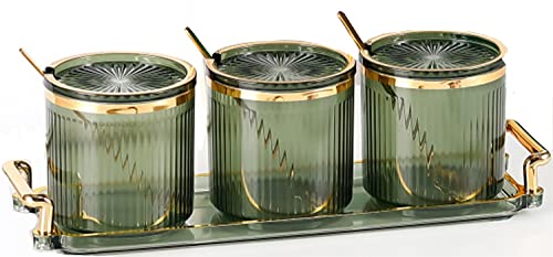 Gewürzbox, 3-teiliges transparentes Gewürz-Aufbewahrungsbehälter-Set, Gewürzbox, Multifunktions-Kunststoff mit Deckel und Löffel for Gewürze, Salz, Zucker von GodlSoon