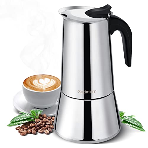 Godmorn Espressokocher für Herd, Mokka-Kanne, Perkolator, italienische Kaffeemaschine, 600 ml/12 Tassen (Espressotasse = 50 ml), klassische Café-Maschine, Edelstahl, geeignet für Induktionsherde von Godmorn