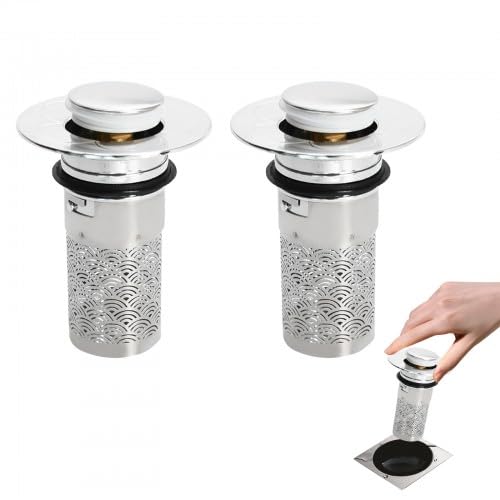 2 Stück Abflussstöpsel für Waschbecken, Universal Pop Up Ablaufventil mit Sieb, Edelstahl Sink Strainer, passend für 34–40mm Abflussloch, wasserdichter Filter 2 Stück Abflussstöpsel für Waschbecken, Universal Pop Up Ablaufventil mit Sieb, Edelstahl Sink Strainer, passend für 34–40mm Abflussloch, wasserdichter Filter von Godneei