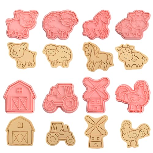 Set of 8 Snack Form Keksausstecher Set, DIY Keksausstecher Set, 3D Keksformen zum Backen, Festliche Dekoration Keksausstecher, Rosa Niedlich Snack Form Keksformen von Godneei
