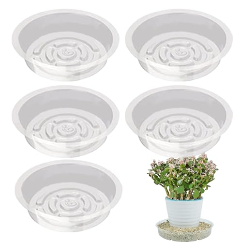 5 Stück Untersetzer Blumentopf, 15cm Blumentopf Untersetzer Rund, Pflanzen Untersetzer, Transparent Blumen Tropfschale, Transparent Blumentopfuntersetzer Für Töpfe Drinnen Draußen von Godpqiui