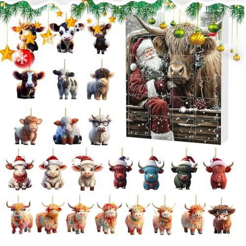 Godpqiui Advent Countdown Kalender Highland Cow 24 Tage | Adventskalender Mit 2D Acrylic Highland Cow Ornamente | Weihnachtsbaum Deko Für Fenster Wand Auto Innenspiegel Tür Kinder Und Erwachsene Godpqiui Advent Countdown Kalender Highland Cow 24 Tage | Adventskalender Mit 2D Acrylic Highland Cow Ornamente | Weihnachtsbaum Deko Für Fenster Wand Auto Innenspiegel Tür Kinder Und Erwachsene von Godpqiui