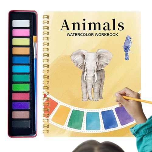 Godpqiui Aquarell Malbuch Erwachsene | Aquarellfarben Set Erwachsene Arbeitsbuch Mit 12 Farben - Mal Set Mit Farben Zum Lernen Für Zuhause Unterricht Reisen Und Kunstkurs von Godpqiui