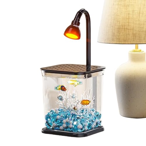 Godpqiui Betta Fisch Aquariums - Kompaktes Aquarium - Desktop Dekoration Wasserlandschaft Klare Schreibtisch Spinne Zuhause Für Outdoor Tisch Büro von Godpqiui